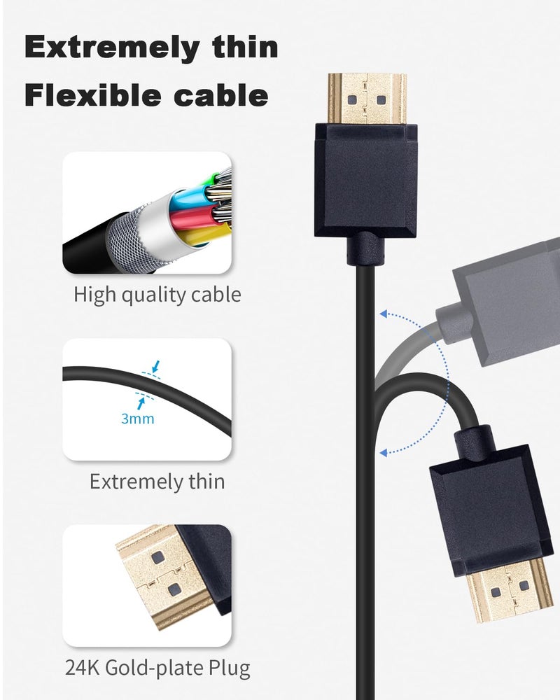 Duttek Short Mini HDMI to HDMI Cable 1FT/30cm, Ultra Slim/Flexible Soft Mini HDMI Male to HDMI Male Supports High-Speed 4K@60Hz, 3D, 18Gbps, 1080P for Projector, Monitor, Camcorde - Image 4
